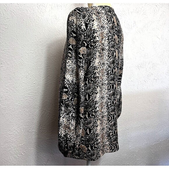 BELONGSCI Women's Loose Blouse Long Sleeved V-Neck Top Medium Animal Print - Picture 10 of 16